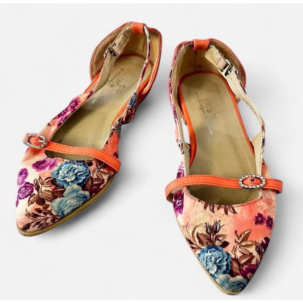 Floral slip on flats size 5.5 Enchanted FairyCore shoes bright whimsy botanical